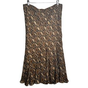 NWT Lauren Ralph Lauren Snake Print Silk Midi Skirt L